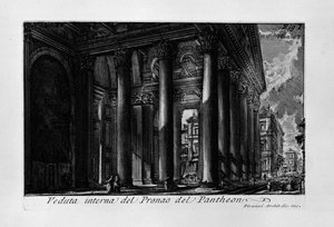 Pronao del Pantheon का आंतरिक दृश्य द्वारा जियोवन्नी बतिस्ता पिरनेसी